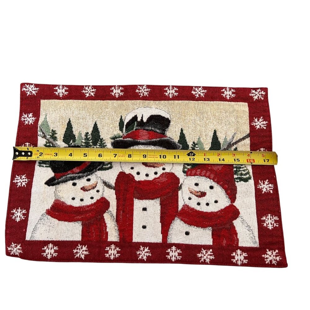 St. Nicholas Square Snowman Tapestry Placemats Set of 6 Christmas Holiday Xmas - Picture 5 of 6